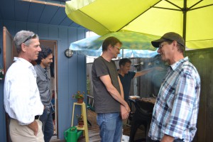 From left to right, John, Chet, David, Rico and Rob enjoying the barbeque before the Toronto gig.